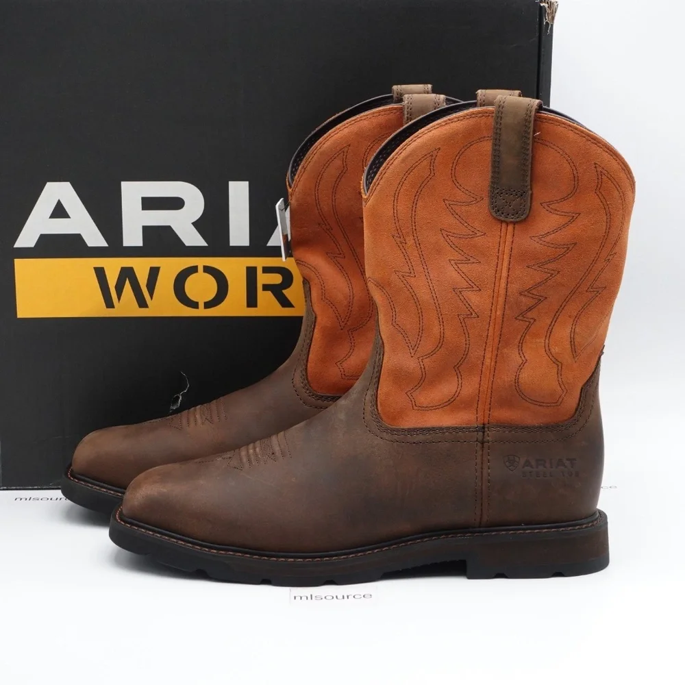 NEW Size 12 WIDE 2E Men's Ariat GroundBreaker Steel Toe Work Western Boots